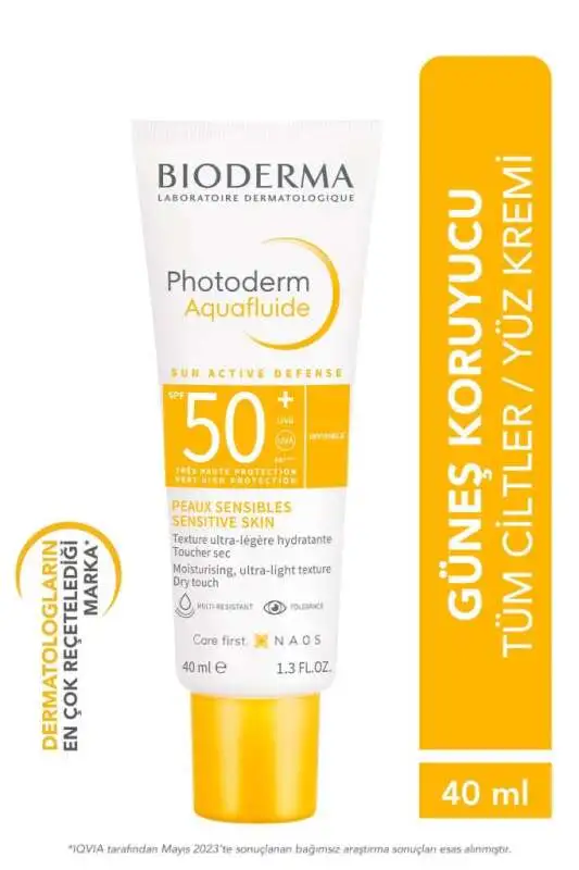 Bioderma Photoderm Aquafluid SPF50+ Hassas Ve Yağlı Ciltler İçin Parlamayı Engellemeye Yardımcı Güneş Kremi 40 ml - 1