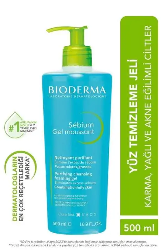 Bioderma Sebium Gel Moussant Arındırıcı Temizleyici Jel 500 ml - 1