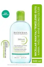 Bioderma Sebium H2O Yüz ve Makyaj Temizleme Suyu 500 ml - Yağlı ve Problemli Ciltler için Gözenek Arındırıcı, Hipoalerjenik Misel Su - 1