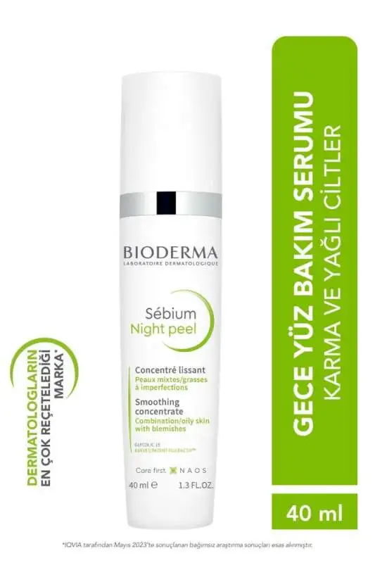 Bioderma Sebium Night Peel 40 ml - Yağlı ve Akneye Eğilimli Ciltler İçin Gece Soyucu ve Gözenek Temizleyici Krem - 1
