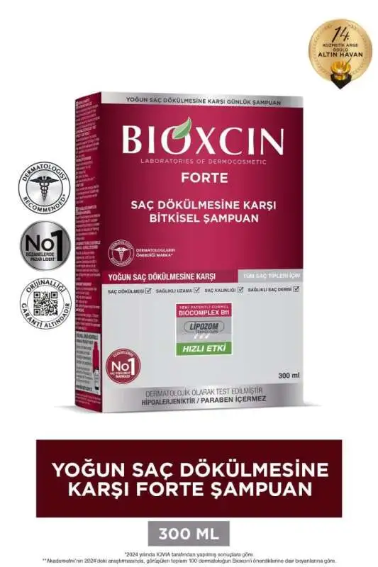 Bioxcin Forte Yoğun Dökülme Karşıtı Şampuan - Tüm Saç Tipleri İçin Güçlendirici 300 ml - 1