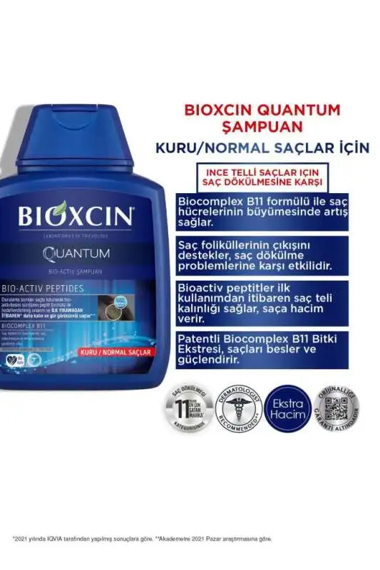 Bioxcin Quantum Nem ve Güç Dengeleyici Şampuan - Normal ve Kuru Saçlar İçin Besleyici Bakım 300 ml - 3