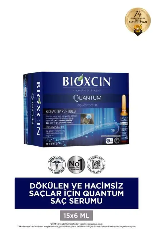 Bioxcin Quantum Saç Güçlendirici Serum 15 x 6 ml – Yoğun Bakım ile Daha Kalın ve Gür Saçlar - 1