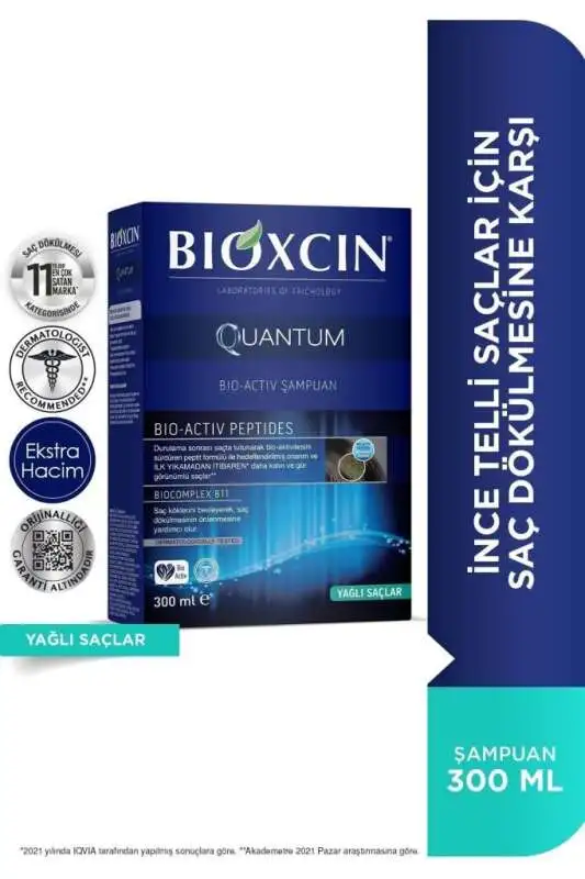 Bioxcin Quantum Yağ Dengeleyici Şampuan - Yağlı Saçlar İçin Temizlik ve Derin Bakım 300 ml - 1