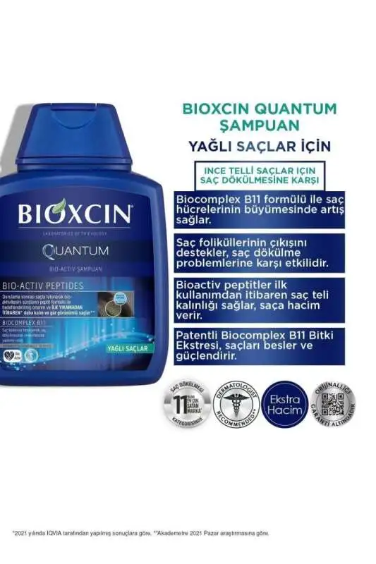 Bioxcin Quantum Yağ Dengeleyici Şampuan - Yağlı Saçlar İçin Temizlik ve Derin Bakım 300 ml - 2