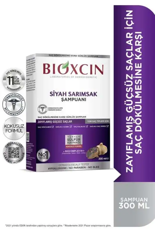 Bioxcin Siyah Sarımsak Özlü Şampuan - Saç Dökülmesi Karşıtı Güçlendirici Bakım 300 ml - 1