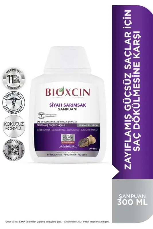 Bioxcin Siyah Sarımsak Özlü Şampuan - Saç Dökülmesi Karşıtı Güçlendirici Bakım 300 ml - 2