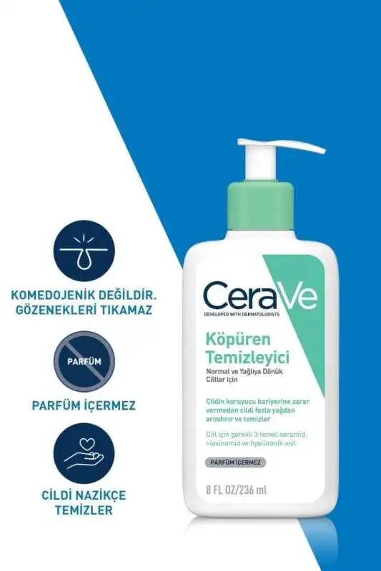 CeraVe Köpüren Temizleyici 236 ml | Yüz İçin Nazik Köpüren Temizleyici - 6