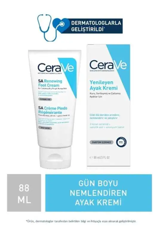 CeraVe SA Renewing Foot Cream 88 ml | Sert ve Kuru Ayaklar İçin Yoğun Nemlendirici Krem - 1