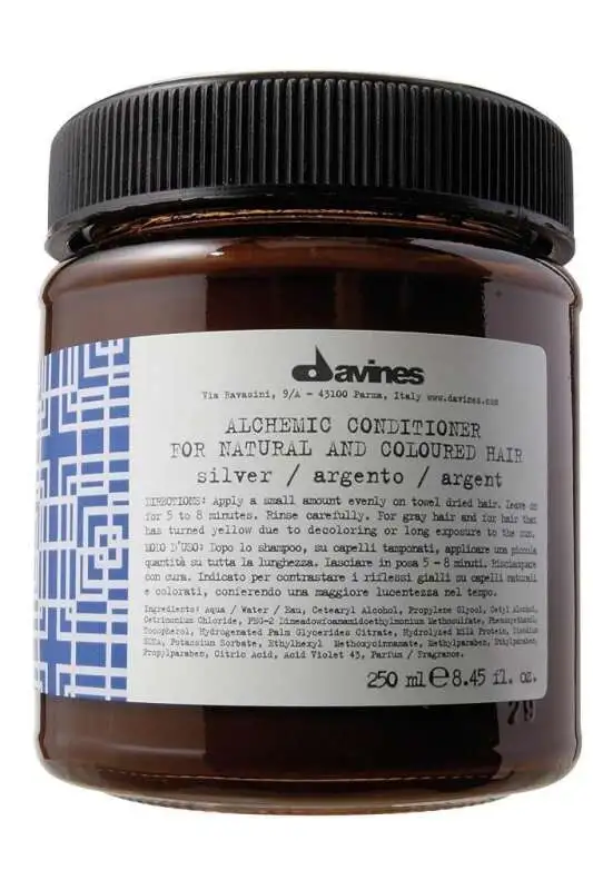 Davines Alchemic Silver Gri Krem 250 ml – Gri ve Beyaz Saçlar İçin Sarı Tonları Nötralize Edici ve Nemlendirici Bakım - 1