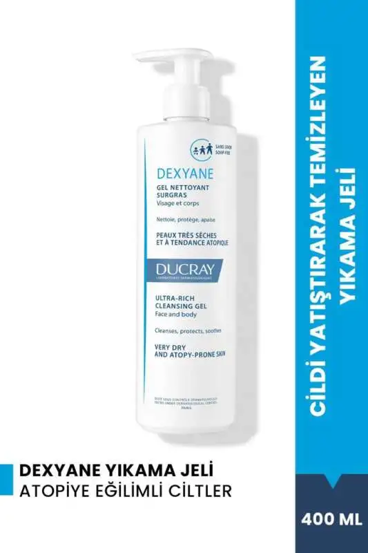 Ducray Dexyane Kuru Ciltler İçin Temizleme Jeli 400 ml | Yatıştırıcı ve Nemlendirici Cilt Temizleyici - 2