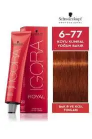 Schwarzkopf Igora Royal 6-77 Koyu Kumral Yoğun Bakır Saç Boyası 60 ml | Parlak ve Canlı Bakır Tonları - 1