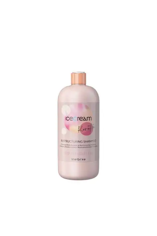 Inebrya Ice Cream Keratin Restoring Shampoo 1000ml | Yıpranmış Saçlar İçin Keratin Destekli Onarıcı Şampuan - 1