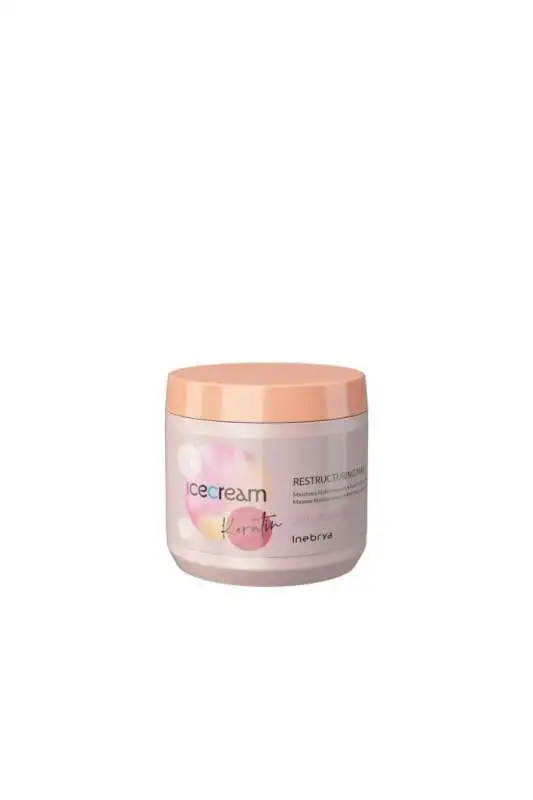 Inebrya Ice Cream Keratin Restructuring Mask 500 ml | Keratin İçerikli Onarıcı Saç Maskesi - 1