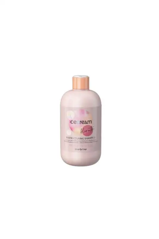 Inebrya Ice Cream Keratin Restructuring Shampoo 300 ml | Zayıf ve Hasar Görmüş Saçlar İçin Onarıcı Şampuan - 1