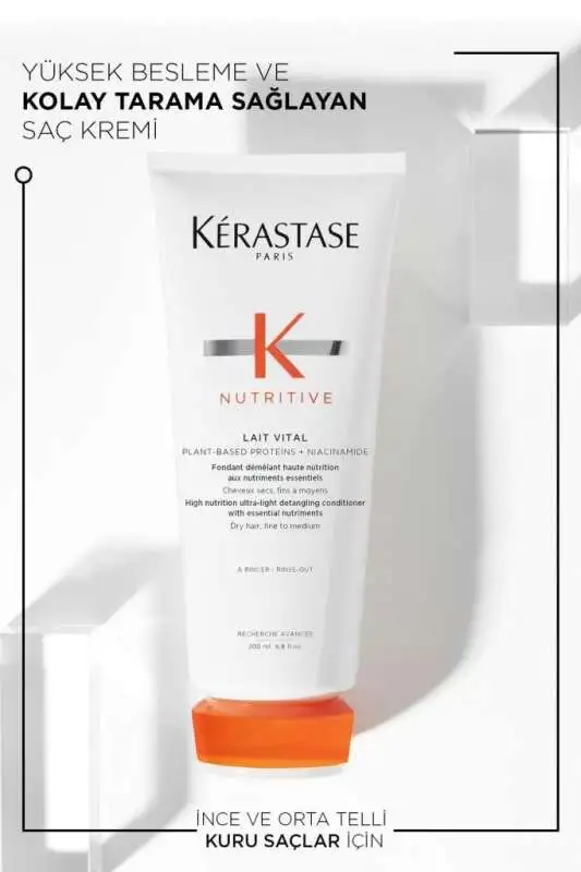 Kerastase Nutritive Lait Vital - Kuru Saçlar İçin Yoğun Besleyici, Güçlendirici ve Nemlendirici Saç Kremi 200ml - 8