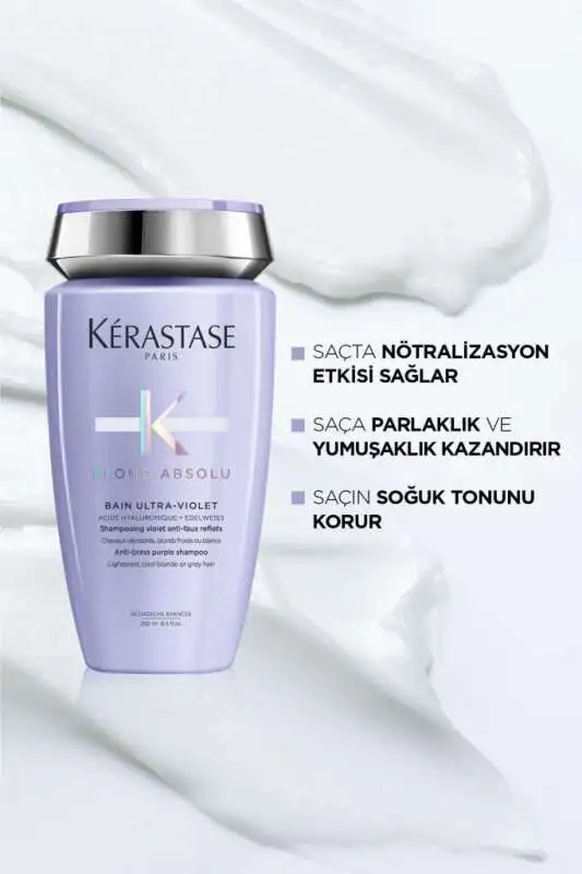 Kerastase Blond Absolu Bain Ultra-Violet Boyalı Gri Ve Sarı Saçlar İçin Mor Şampuan 250 ml - 3