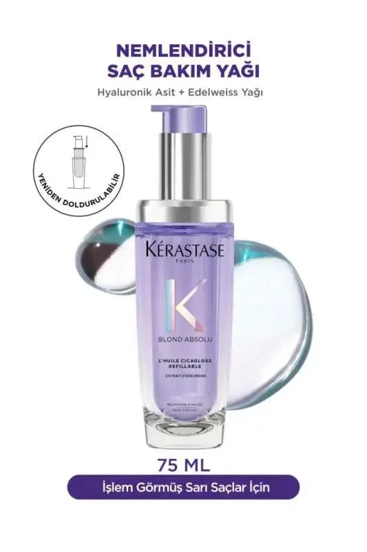 Kérastase Blond Absolu LHuile Cicagloss Yeniden Doldurulabilir Nemlendirici ve Işıltı Saç Yağı 75 ml - 1