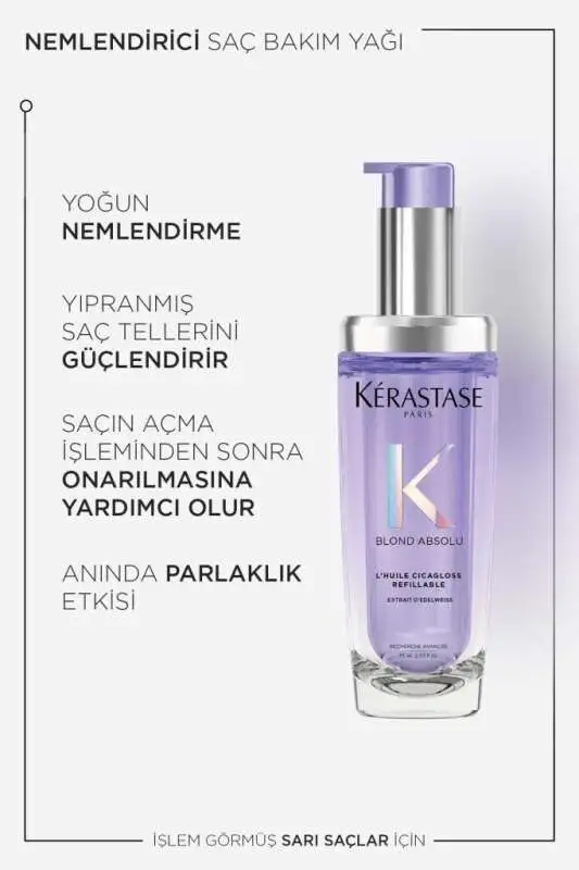 Kérastase Blond Absolu LHuile Cicagloss Yeniden Doldurulabilir Nemlendirici ve Işıltı Saç Yağı 75 ml - 3