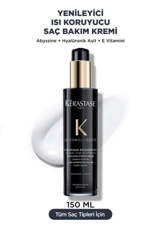 Kerastase Chronologiste Thermique Regenerant Isı Koruyucu ve Yenileyici Bakım Kremi 150ml | Yıpranmış Saçlar İçin Durulanmayan Termal Koruma - 1