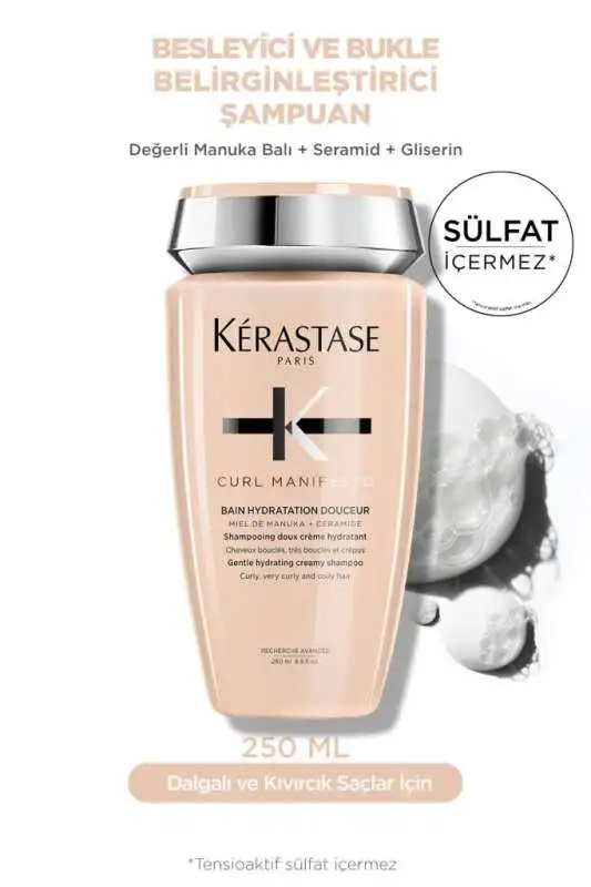 Kerastase Curl Manifesto Bukle Belirginleştirici ve Nemlendirici Şampuan 250ml | Kıvırcık ve Dalgalı Saçlar İçin Yoğun Bakım - 1