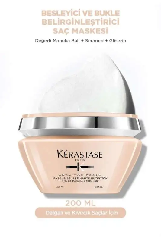 Kerastase Curl Manifesto Beurre Haute Nutrition Yoğun Besleyici Saç Maskesi 200ml | Kıvırcık ve Dalgalı Saçlar İçin Nem Bombası - 1