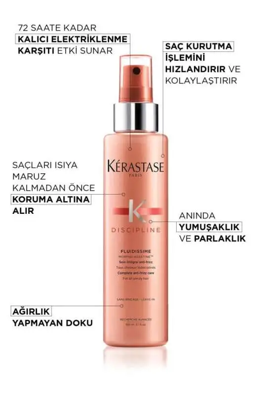 Kérastase Discipline Spray Fluidissime Isı Koruyucu, Elektriklenme Karşıtı ve Pürüzsüz Saç Spreyi 150 ml - 2