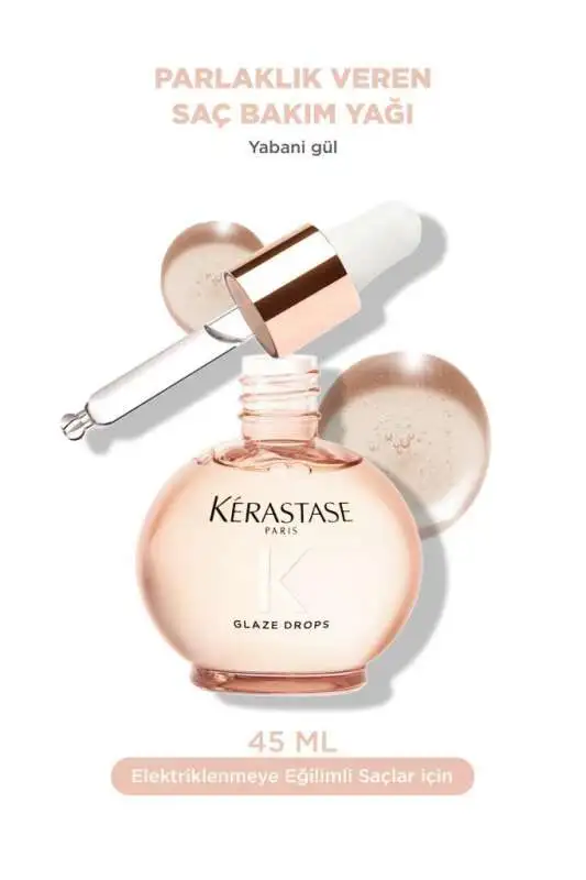 Kerastase Gloss Absolu Glaze Drops 45 ml- Elektriklenmeye Eğilimli Saçlar için Parlaklık ve Bakım Saç Yağı - 1