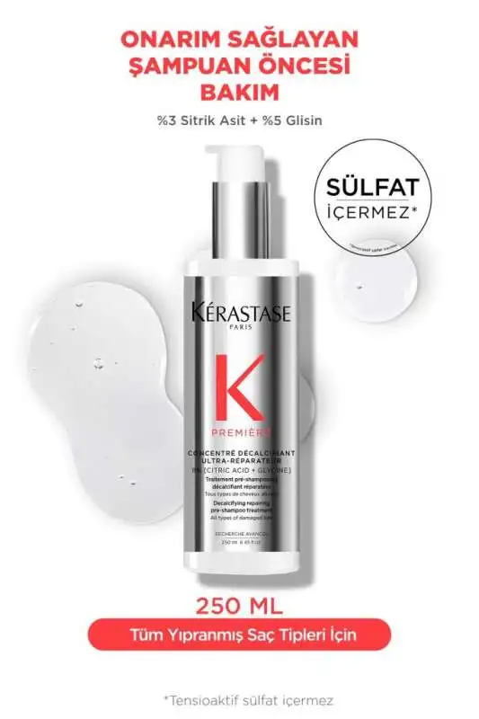 Kerastase Première Concentré Decalcifiant Ultra-Réparateur - Yıpranmış ve Kireçli Saçlar İçin Şampuan Öncesi Yoğun Onarıcı ve Mineral Temizleyici Serum 250ml - 1
