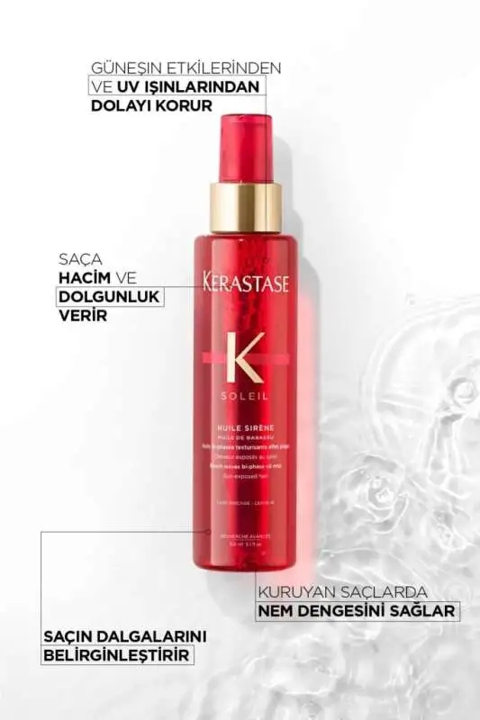Kerastase Soleil Huile Sirène Durulanmayan Çift Fazlı Saç Spreyi 150 ml – Doğal Plaj Dalgaları ve Güneş Koruması? - 2