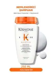 Kérastase Nutritive Bain Satin - Kuru ve Hassas Saçlar İçin Nemlendirici, İpeksi Parlaklık ve Yumuşaklık Sağlayan Şampuan 250ml - 1