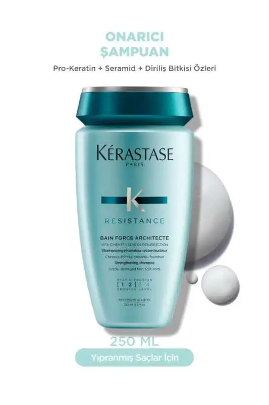 Kerastase Resistance Bain Force Architecte Onarıcı Şampuan 250 ml - Zayıf ve Yıpranmış Saçlar İçin Yoğun Onarım, Saçları Güçlendirme ve Yeniden Yapılandırma - 1