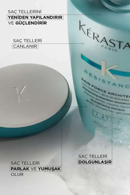 Kerastase Resistance Bain Force Architecte Onarıcı Şampuan 250 ml - Zayıf ve Yıpranmış Saçlar İçin Yoğun Onarım, Saçları Güçlendirme ve Yeniden Yapılandırma - 2