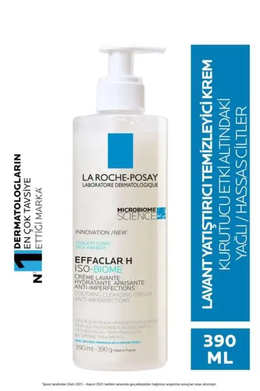 La Roche Posay Effaclar H Isobiome Yatıştırıcı ve Temizleyici Cilt Kremi 390 ml | Hassas Ciltler İçin Yatıştırıcı Temizlik Kremi - 1