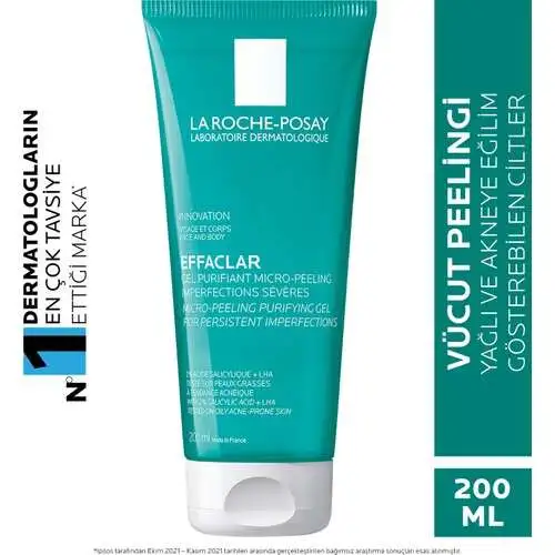 La Roche Posay Effaclar Micro Peeling Jel 200 ml | Yağlı ve Akneli Ciltler İçin Peeling Jel - 1