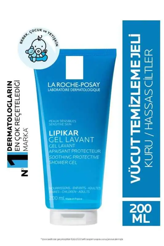 La Roche-Posay Lipikar Kuru Ciltli Bebek, Çocuk ve Yetişkinler İçin Yatıştırıcı Jel Vücut Temizleyicisi 200 Ml - 1