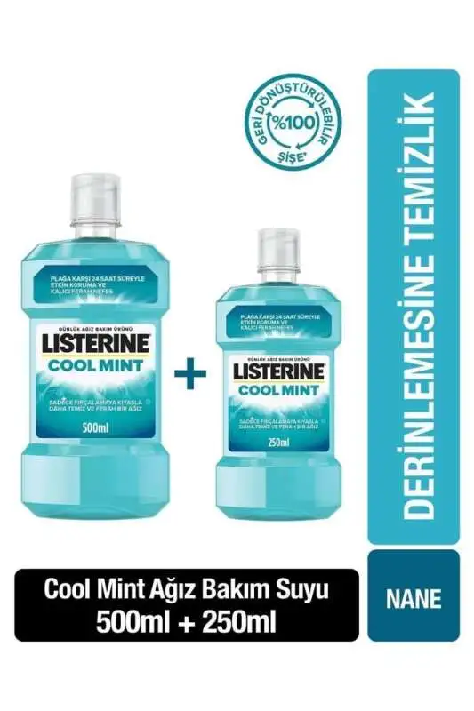 Listerine Cool Mint Nane Aromalı 500ml + 250ml | Avantajlı Paket - 1