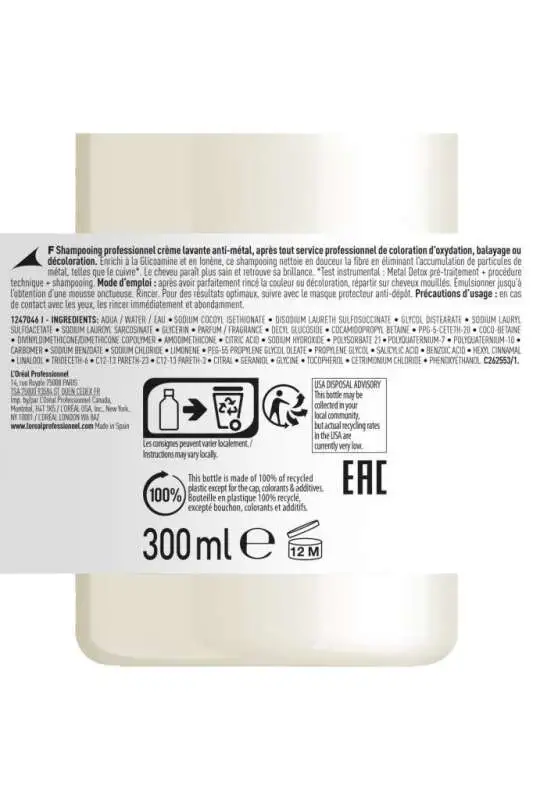 LOréal Professionnel Metal Detox Renkli Saçlar İçin Metal Arındırıcı Şampuan - Sülfatsız & Bakır Temizleyici 300 Ml - 8