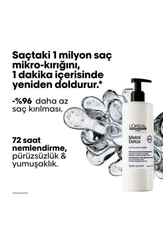 LOréal Metal Detox Şampuan Öncesi Bakım Serumu 250ml - Boyalı ve Açık Renkli Saçlarda Metal Temizleyici & Renk Koruyucu Serum - 2
