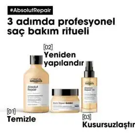 LOréal Professionnel Absolut Repair Golden Mask 250ml | Kuru ve Yıpranmış Saçlar İçin Altın Onarıcı Bakım - 7