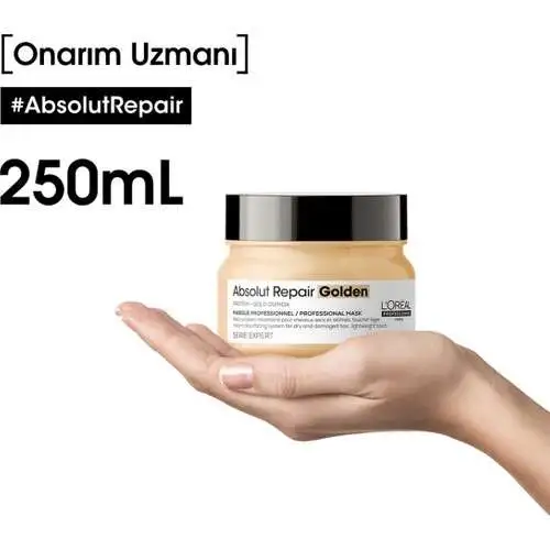 LOréal Professionnel Absolut Repair Golden Mask 250ml | Kuru ve Yıpranmış Saçlar İçin Altın Onarıcı Bakım - 8