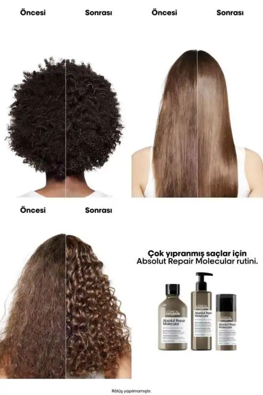 LOréal Professionnel Absolut Repair Molecular Yıpranmış Saçlar İçin Onarıcı Maske 100ml - Moleküler Teknoloji & Anında Etki - 3
