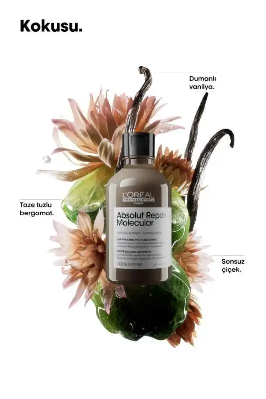 L’Oréal Professionnel Absolut Repair Molecular Yıpranmış Saçlar İçin Onarıcı Şampuan 300ml - Moleküler Bakım & Derin Nem - 4