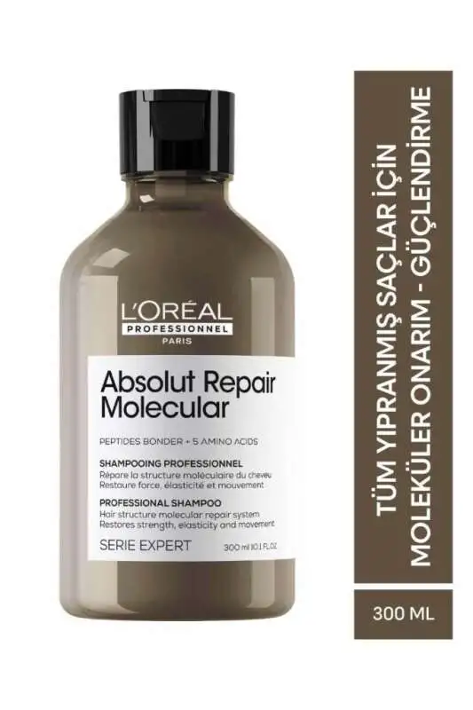 L’Oréal Professionnel Absolut Repair Molecular Yıpranmış Saçlar İçin Onarıcı Şampuan 300ml - Moleküler Bakım & Derin Nem - 1