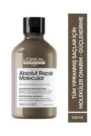 L’Oréal Professionnel Absolut Repair Molecular Yıpranmış Saçlar İçin Onarıcı Şampuan 300ml - Moleküler Bakım & Derin Nem - 