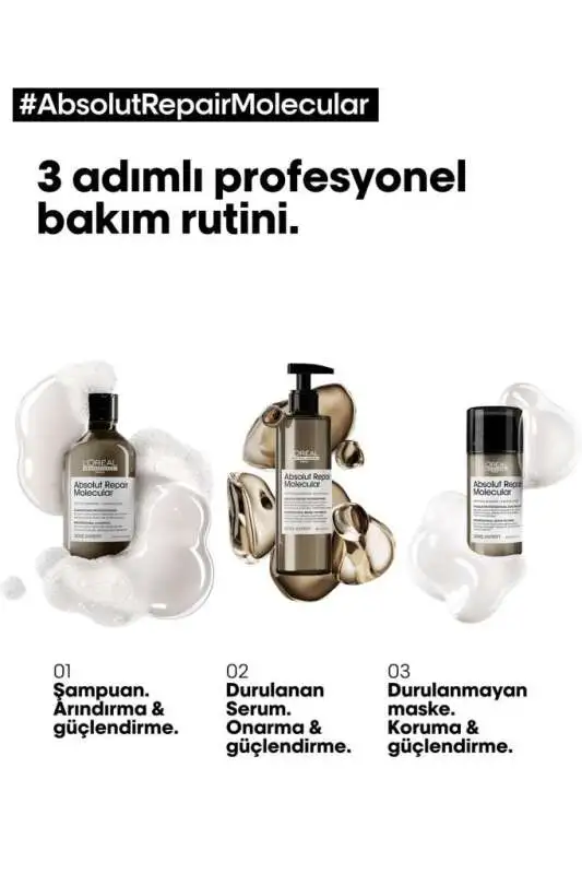 L’Oréal Professionnel Absolut Repair Molecular Yıpranmış Saçlar İçin Onarıcı Şampuan 500ml - Moleküler Onarım & Uzun Süreli Nem - 5