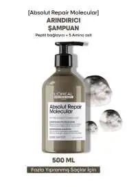 L’Oréal Professionnel Absolut Repair Molecular Yıpranmış Saçlar İçin Onarıcı Şampuan 500ml - Moleküler Onarım & Uzun Süreli Nem - 1