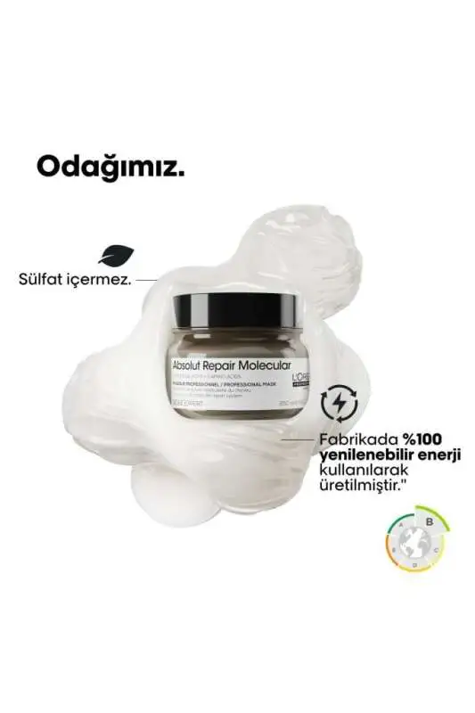 LOréal Professionnel Absolut Repair Molecular Yoğun Onarıcı Maske - Yıpranmış Saçlar İçin Moleküler Teknoloji & 72 Saat Nem 250ml - 7