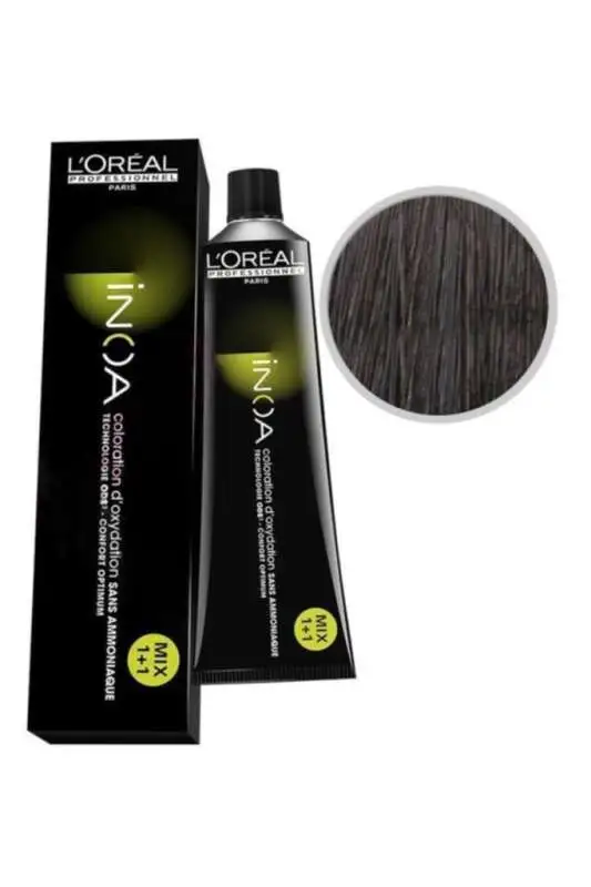 LOréal Professionnel INOA 4.15 Kestane Küllü Akaju Amonyaksız Saç Boyası 60 ml | Uzun Süre Kalıcı ve Parlak Renkler - 1