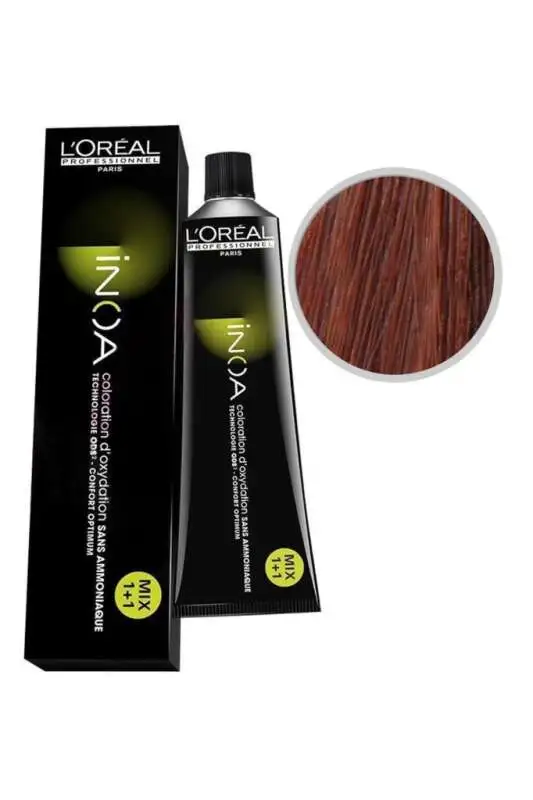 LOréal Professionnel INOA 6.40 Yoğun Koyu Bakır Sarısı Amonyaksız Saç Boyası 60 ml | Uzun Süre Kalıcı, Parlak ve Canlı Renkler - 1